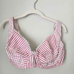 Pink and White Striped Bra